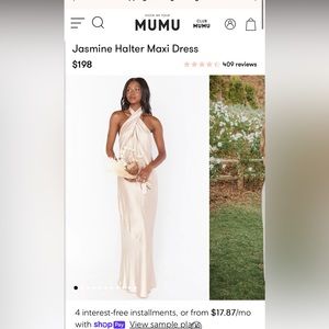 Show Me Your Mumu Jasmine Halter Maxi Dress Champagne Luxe Satin, XS